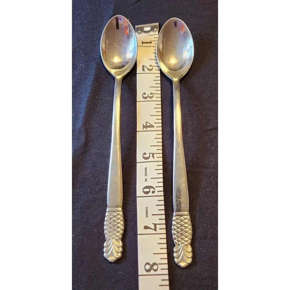 2 Spoons Ginkgo Pineapple flatware REPLACEMENT 8 inches long